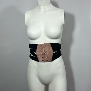 Black and pink Corset Belt Wide Leather SIZE 1X